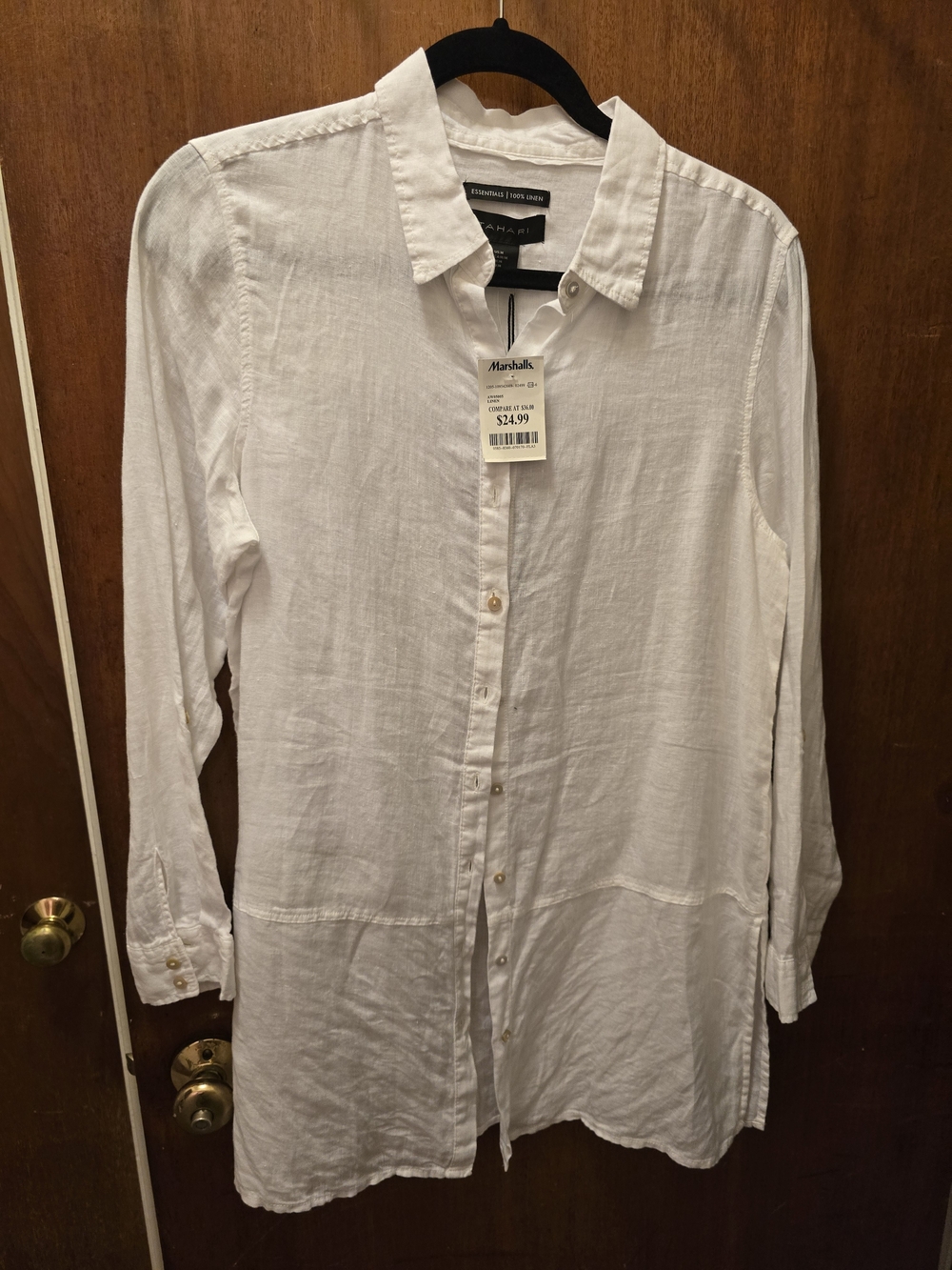 Tahari White Linen Button-Up Tunic